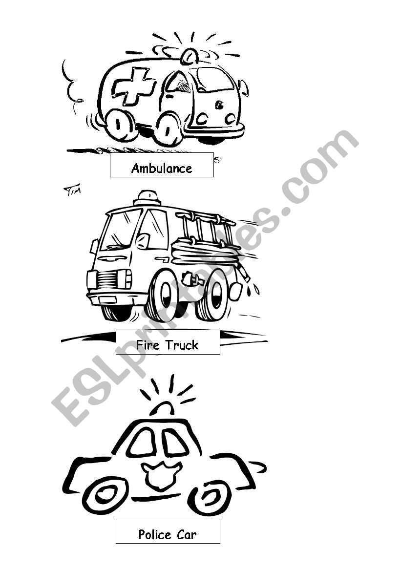Emergency Vehicels worksheet