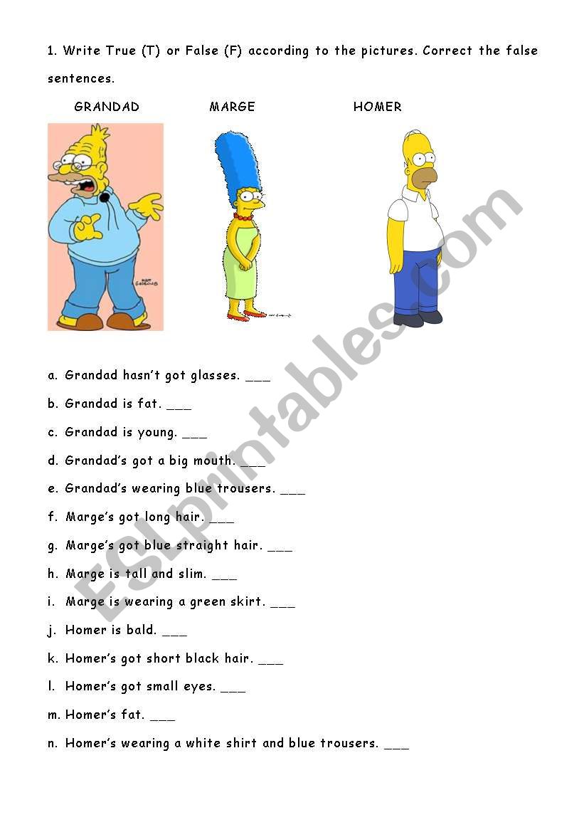 DESCRIBING SIMPSONS CHARACTERS