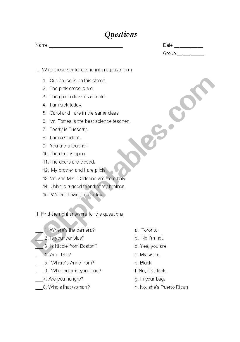 To be questions -Simple Present