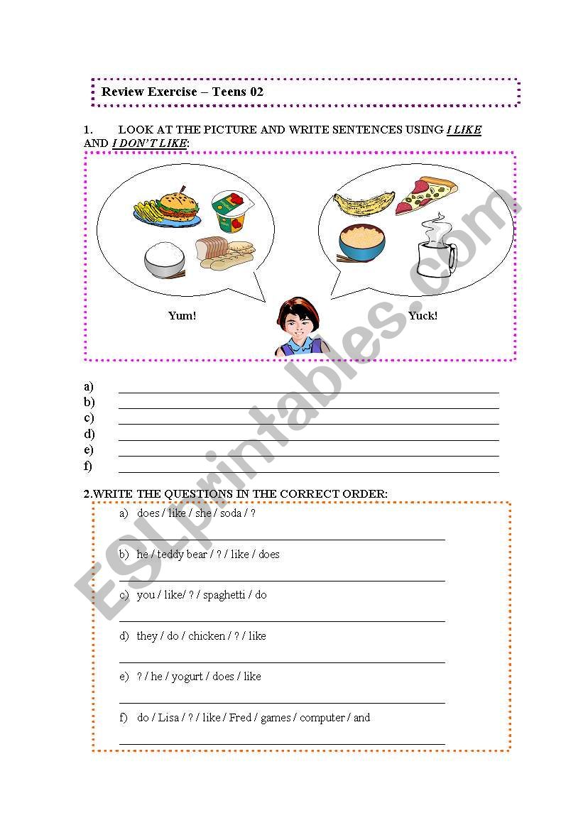 Review Exercise -  worksheet