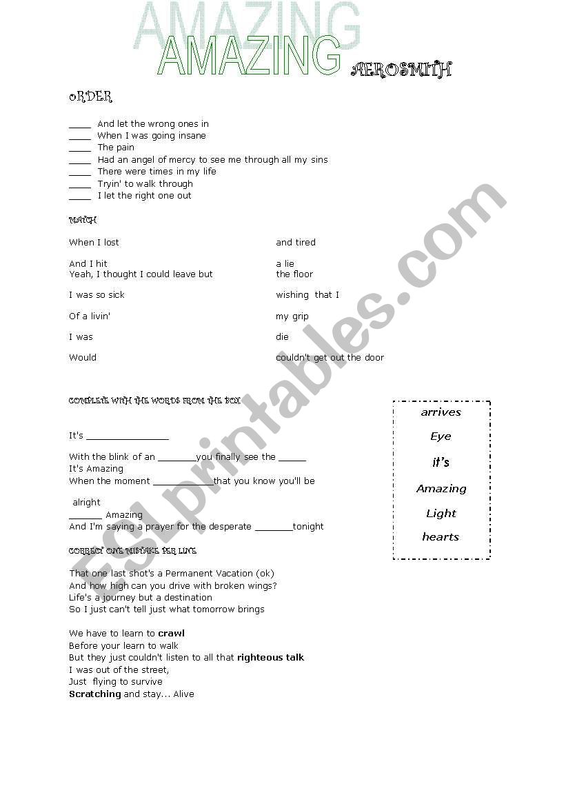 Amazing_Song worksheet