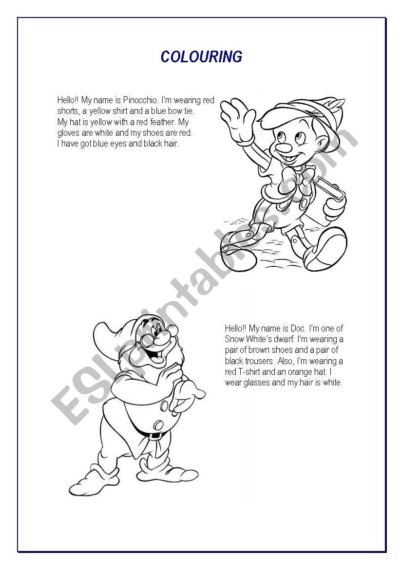 Colour the pictures  worksheet