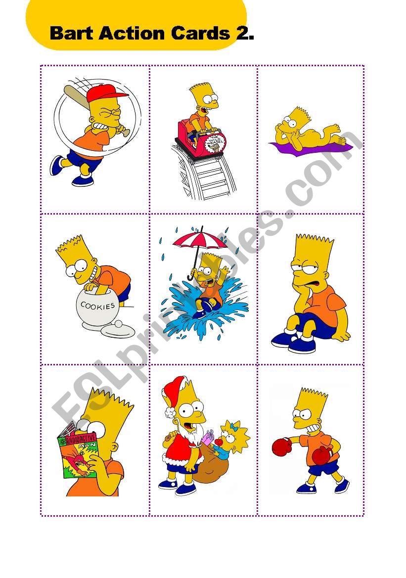Bart Action Cards 2. worksheet