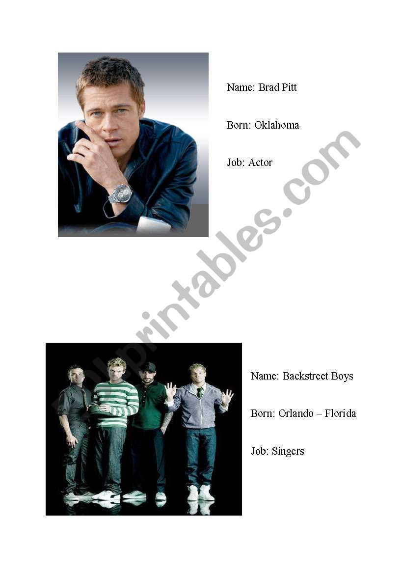 INTRODUCE PEOPLE worksheet