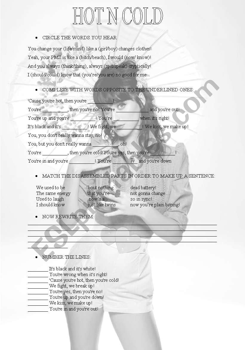 HOTÂ´N COLD worksheet