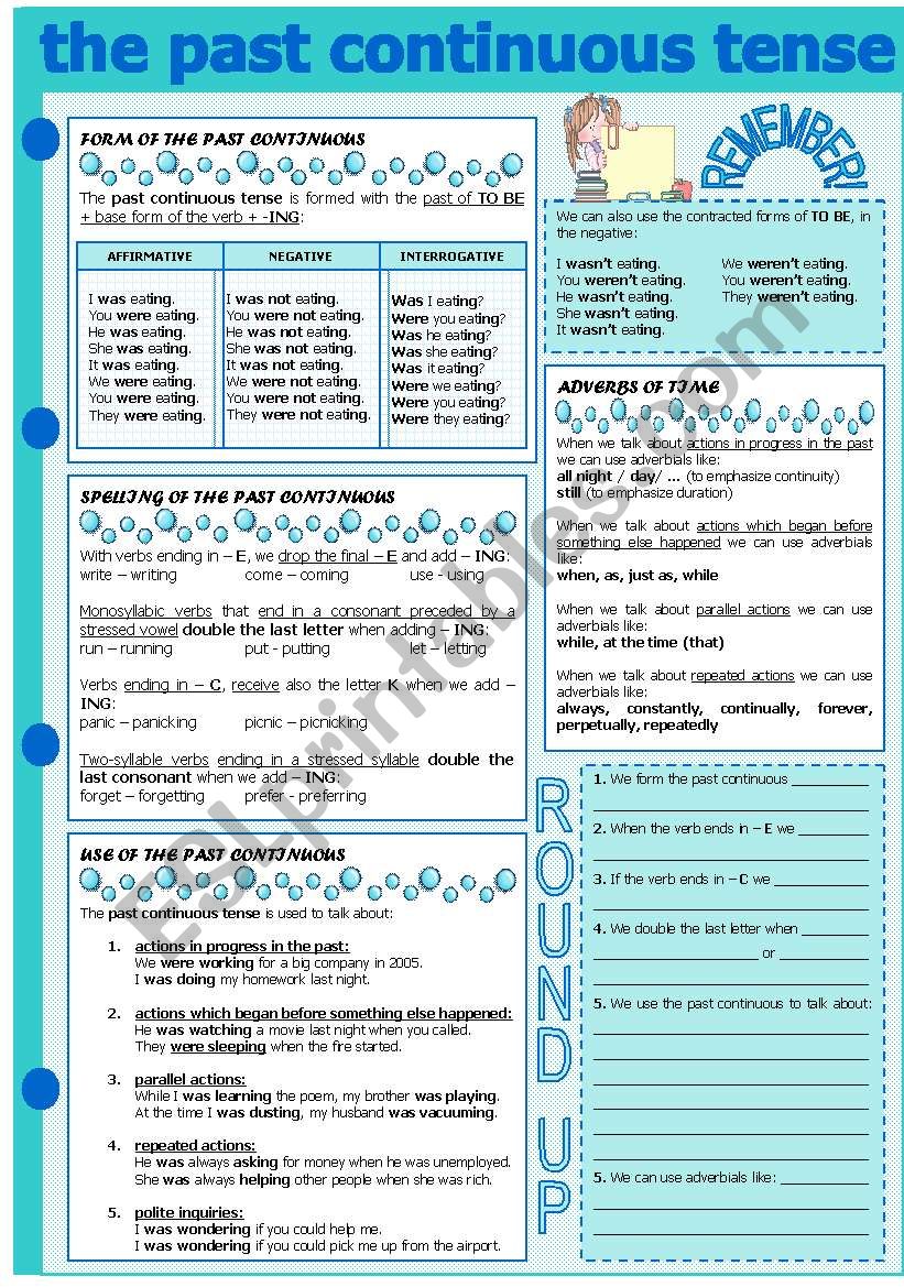 THE PAST CONTINUOUS TENSE worksheet