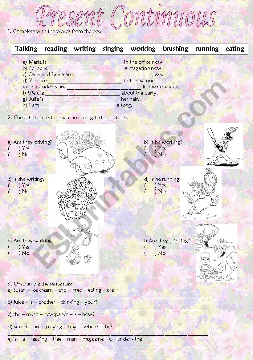 Present Continuous worksheet