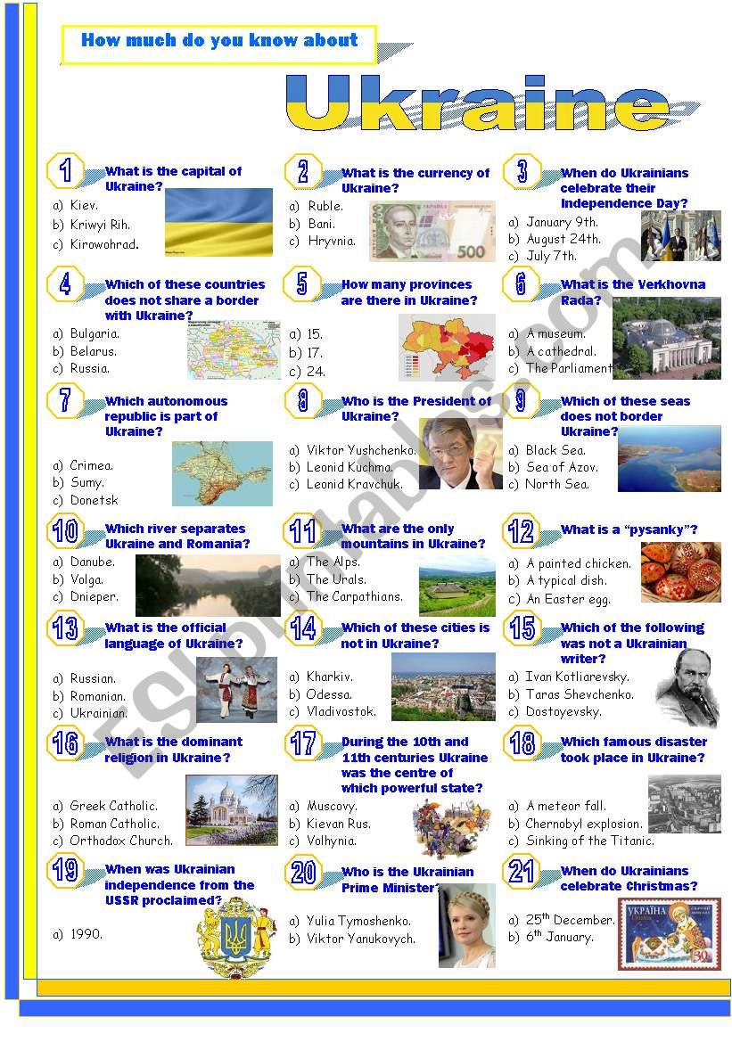 Ukraine-Quiz worksheet