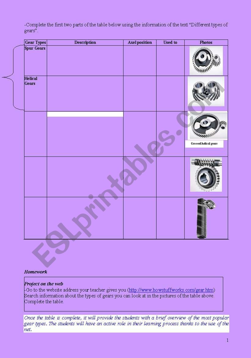 Gears 2 worksheet