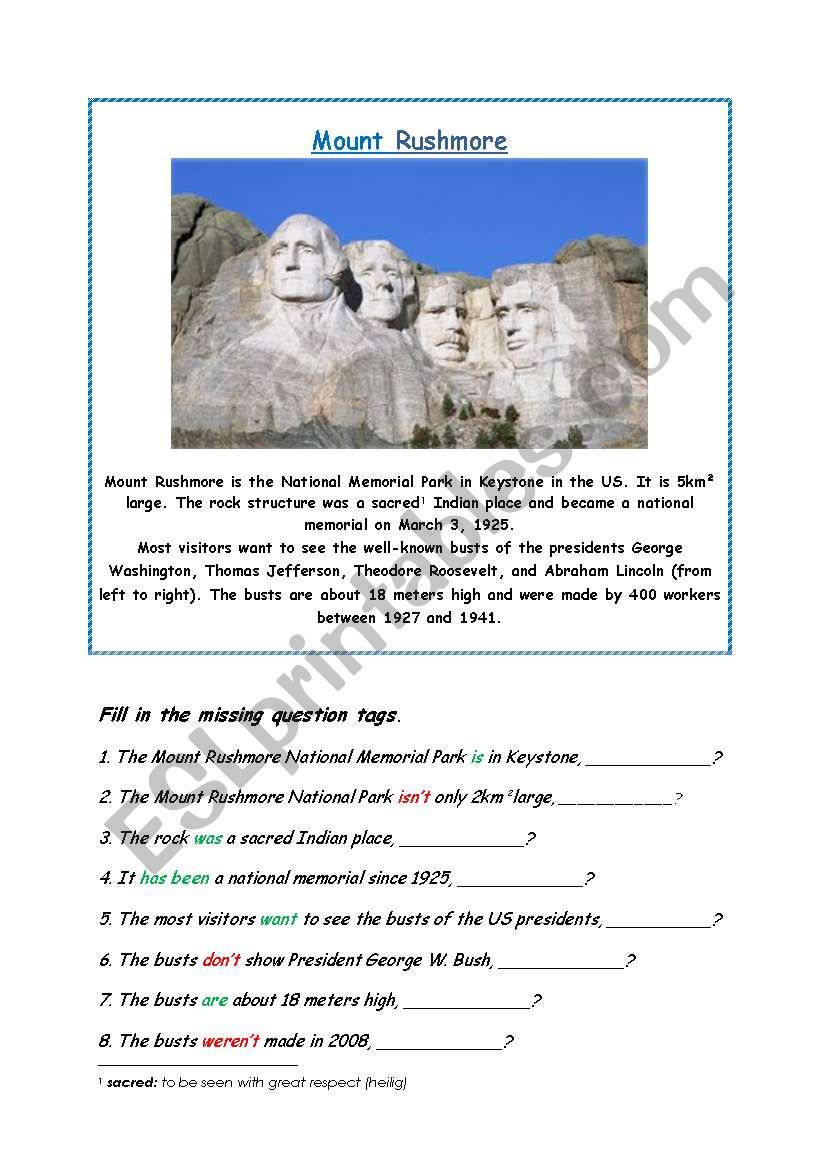 Question tags worksheet