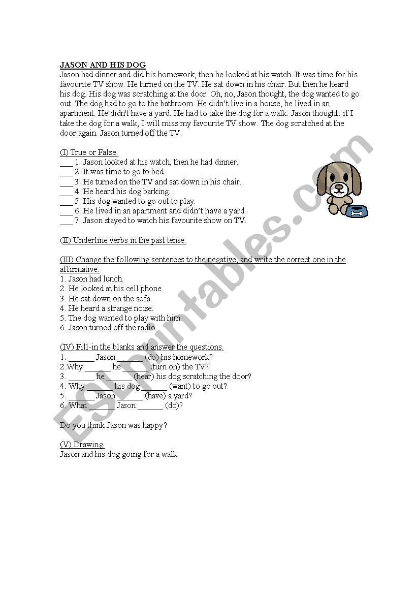 Jason and his dog worksheet