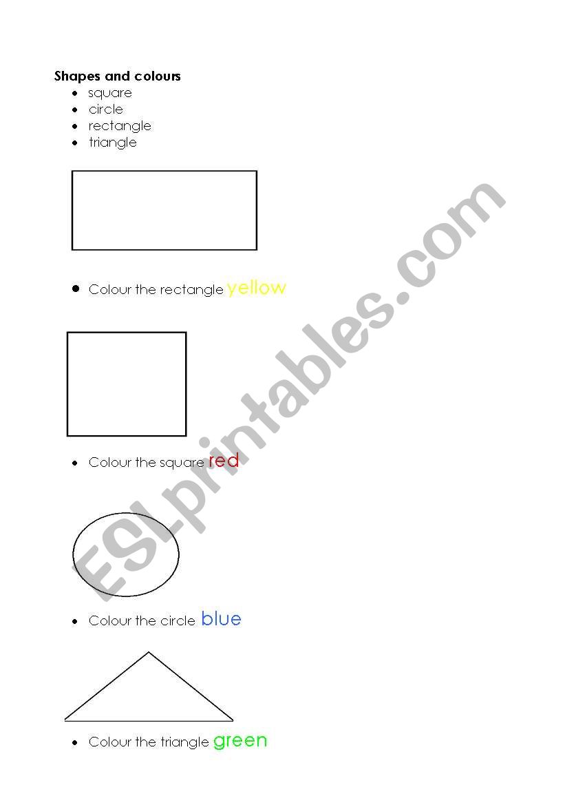 shapes and colours worksheet