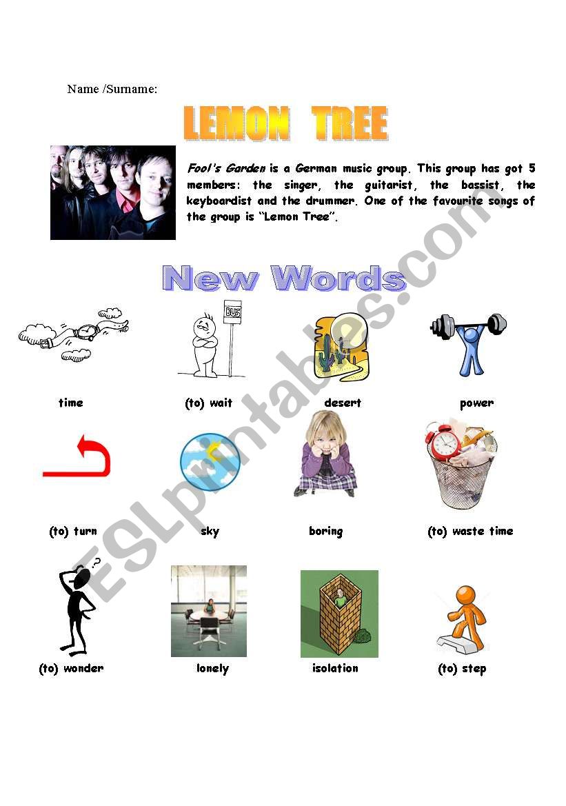 lemon tree worksheet