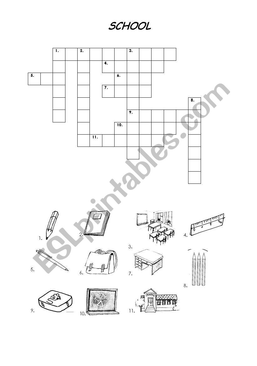 school-crossword worksheet