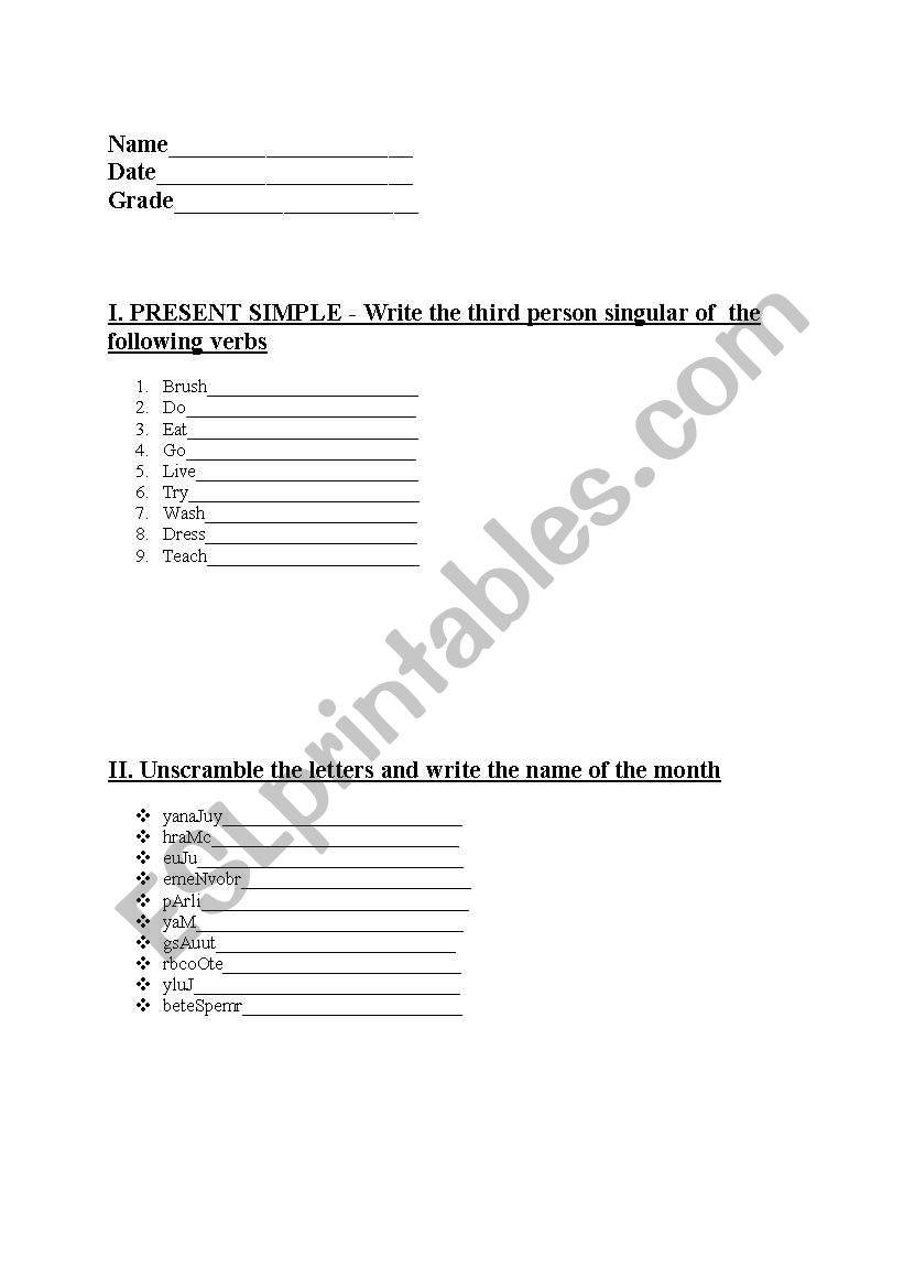 simple present tense worksheet