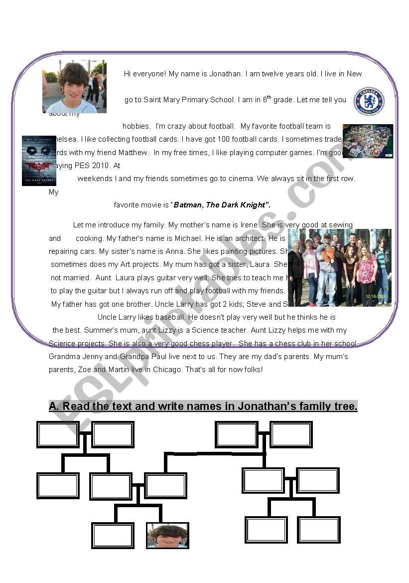 Family tree &  present simple & present continuous & chores