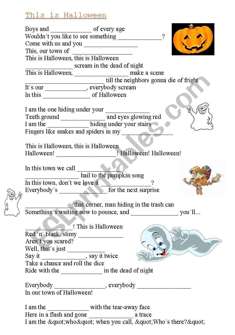 This is Halloween(song) - ESL worksheet by michaelarehakova1