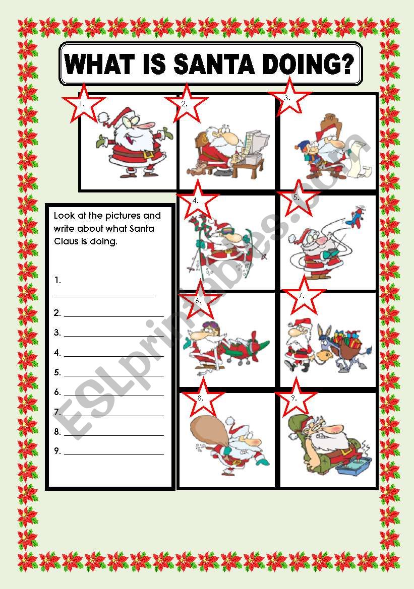 WHAT IS SANTA DOING? worksheet