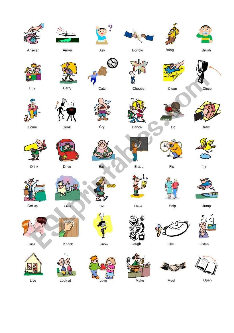 Verbs part 1 worksheet