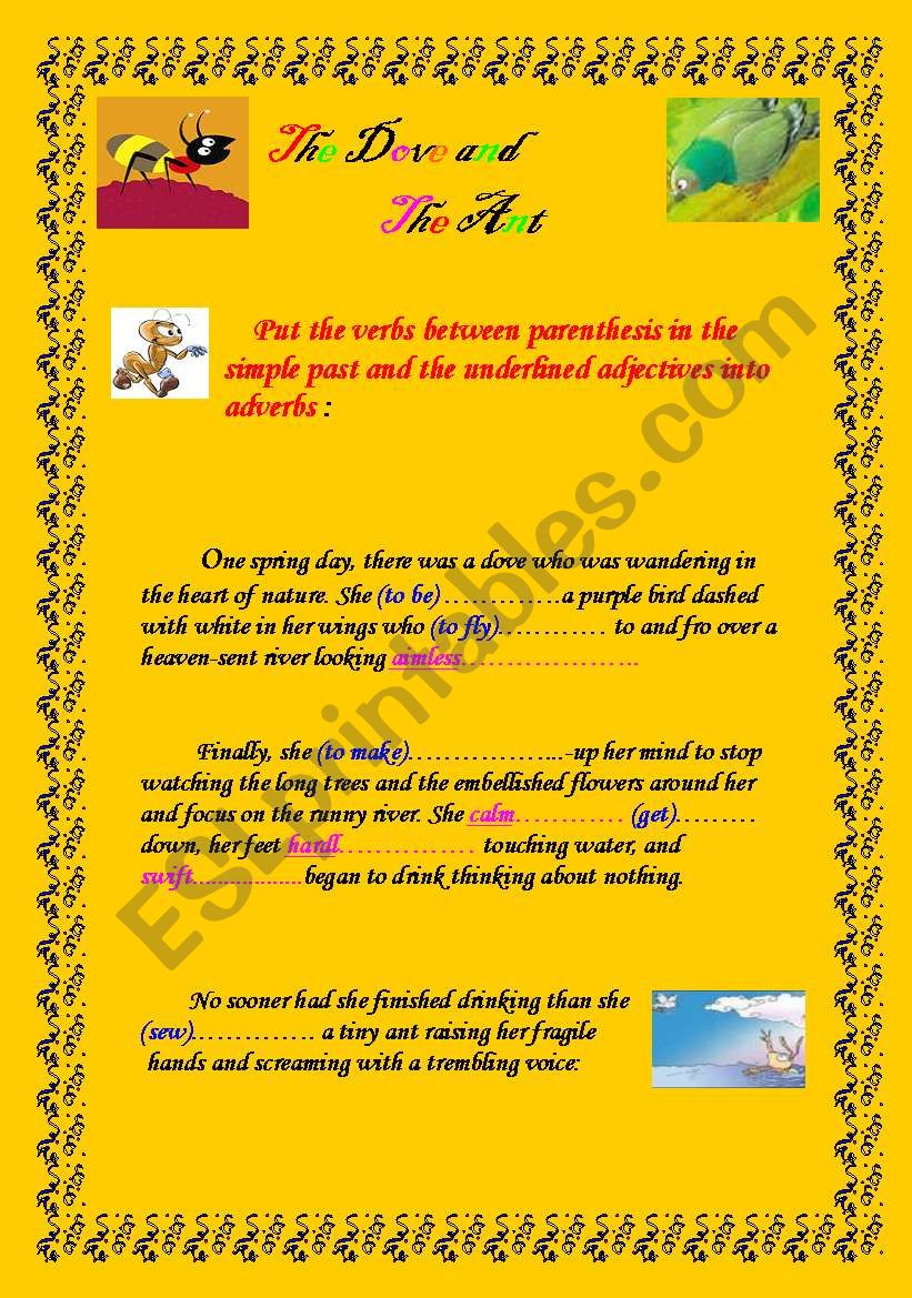 the dove and the ant worksheet