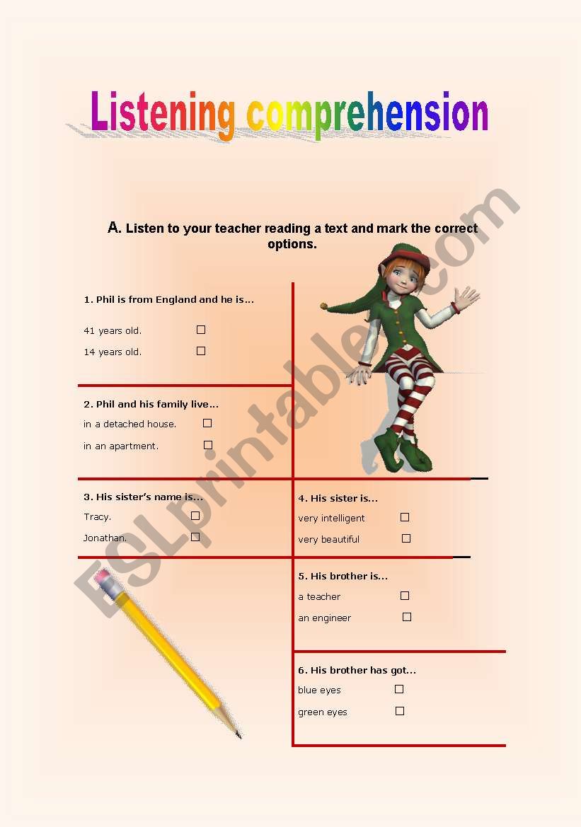 Listening Comprehension worksheet