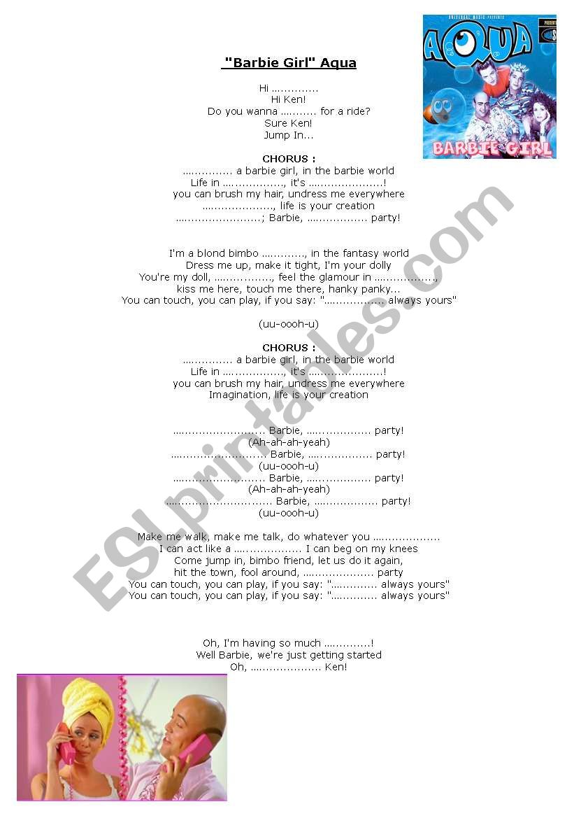 Barbie Girl - Aqua  worksheet