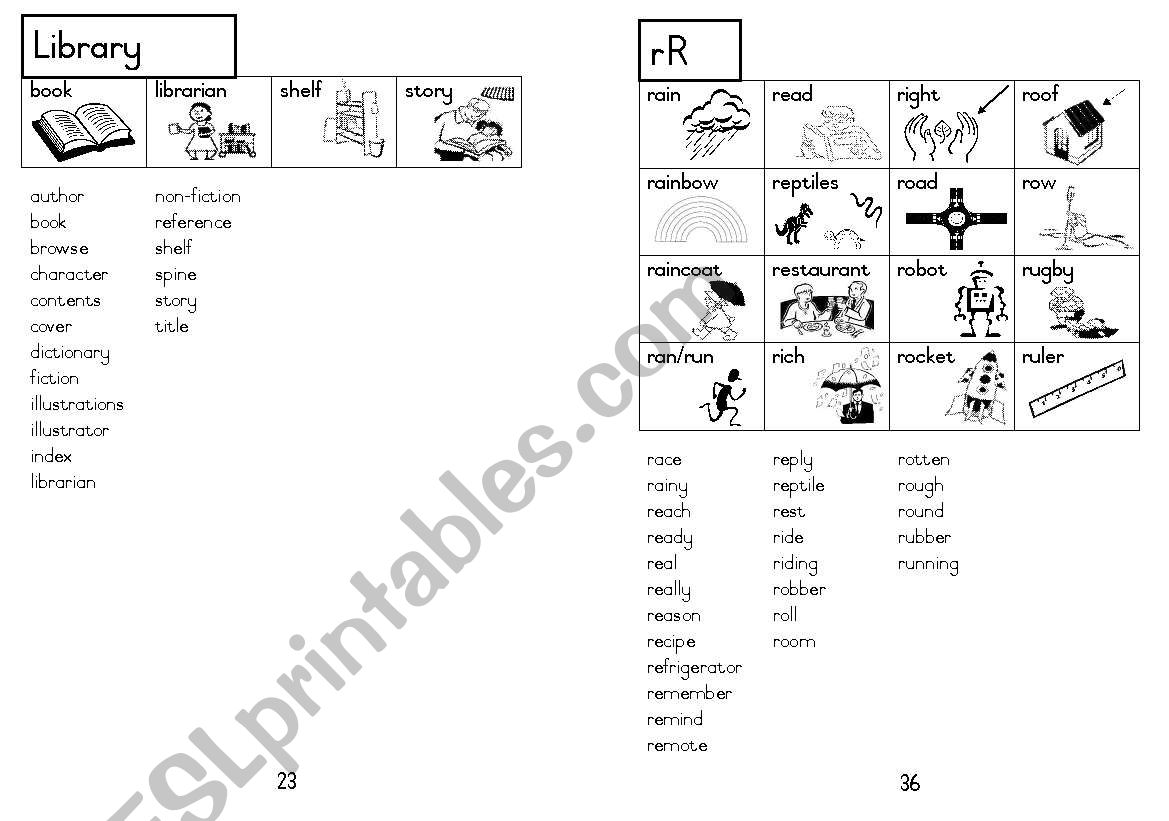 A5 Picture Dictionary 24 worksheet