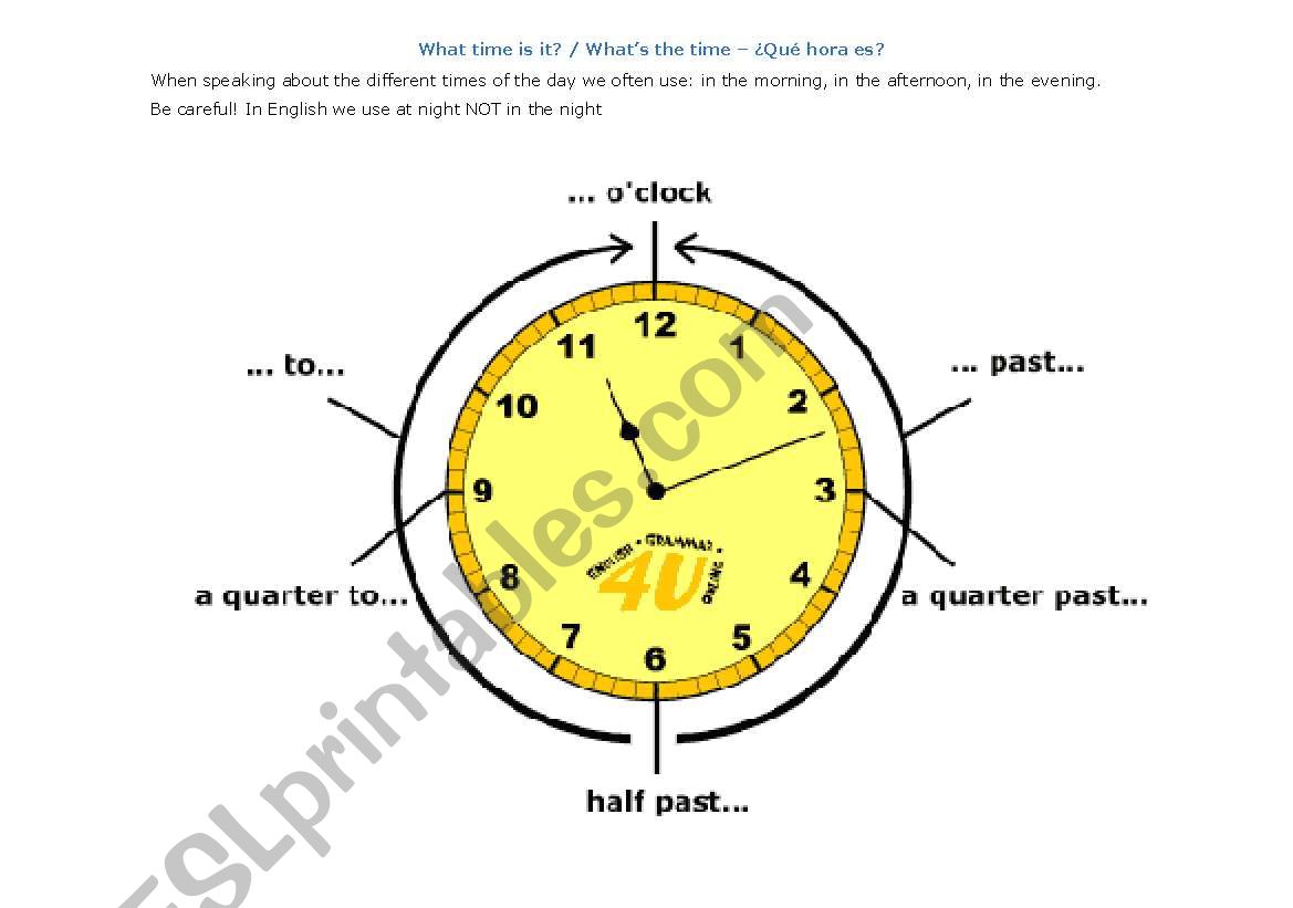 What time is it?/Whats the time? + Fill in the gaps