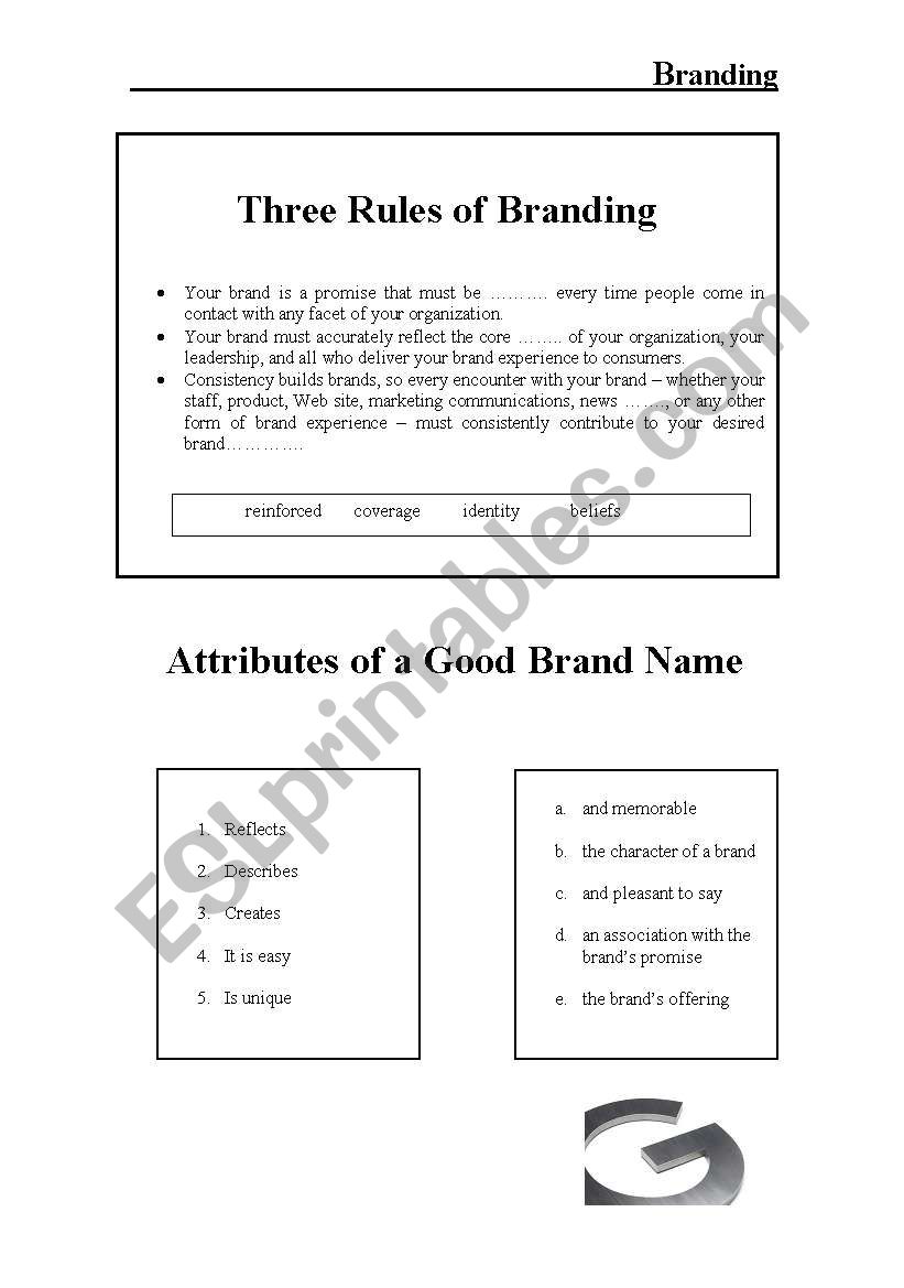 3 RULES 4 BRANDING worksheet