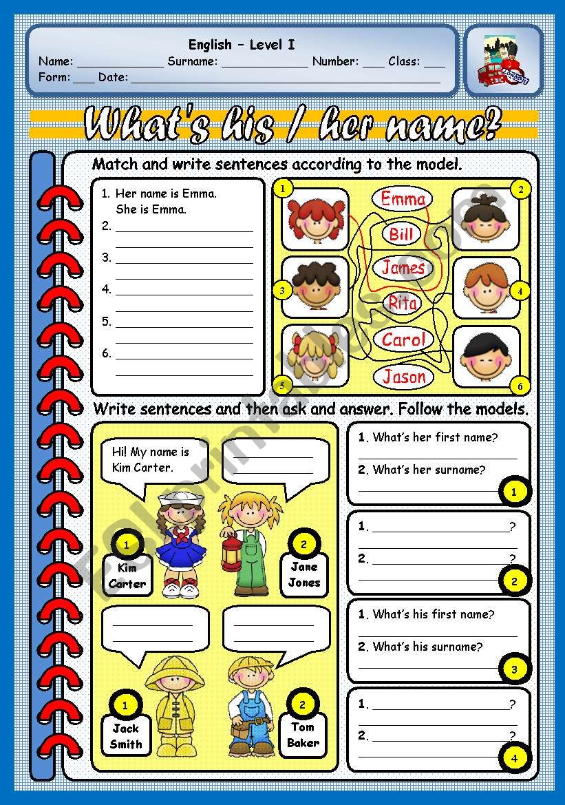 WHAT´S HIS/HER NAME? worksheet