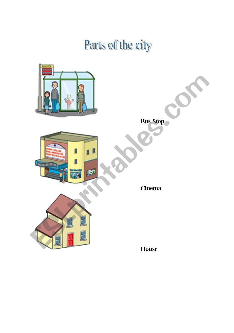 Parts of the city worksheet