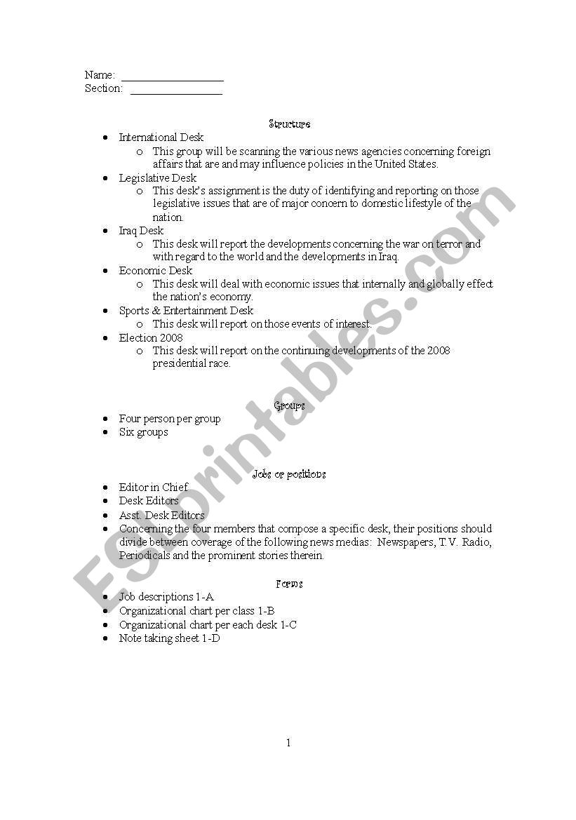 current event format worksheet