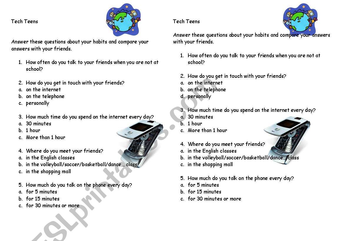 Tech Teens worksheet