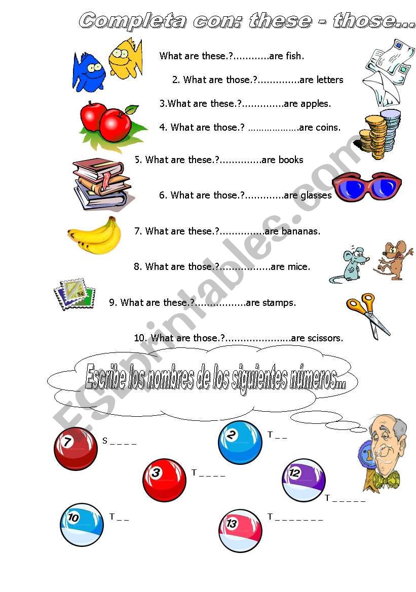 This - That and numbers worksheet