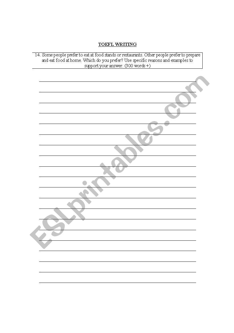 TOEFL Writing  worksheet