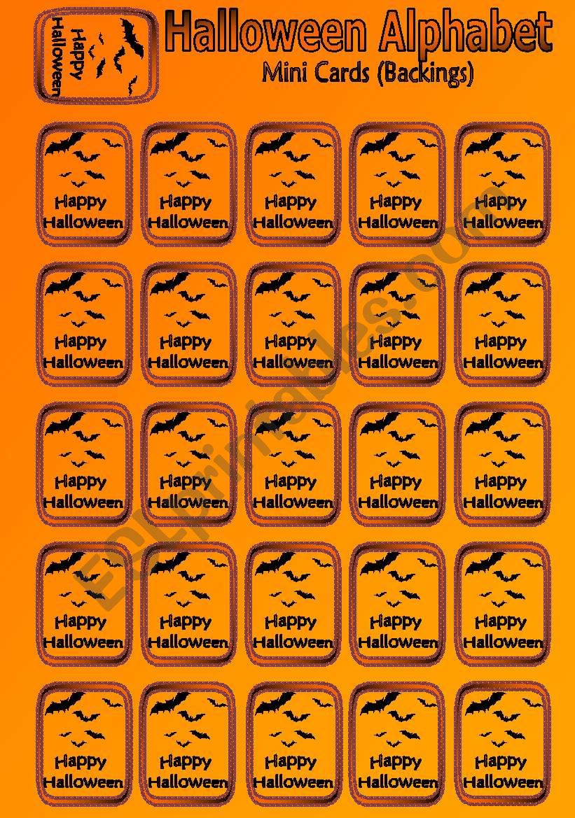 Halloween Alphabet Mini Cards 2 of 2