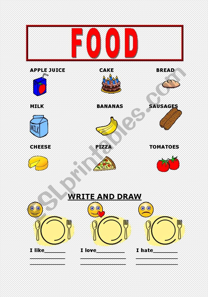 FOOD worksheet