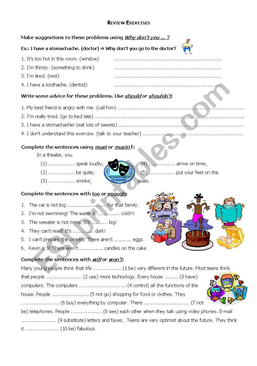 Review exercises: modals worksheet