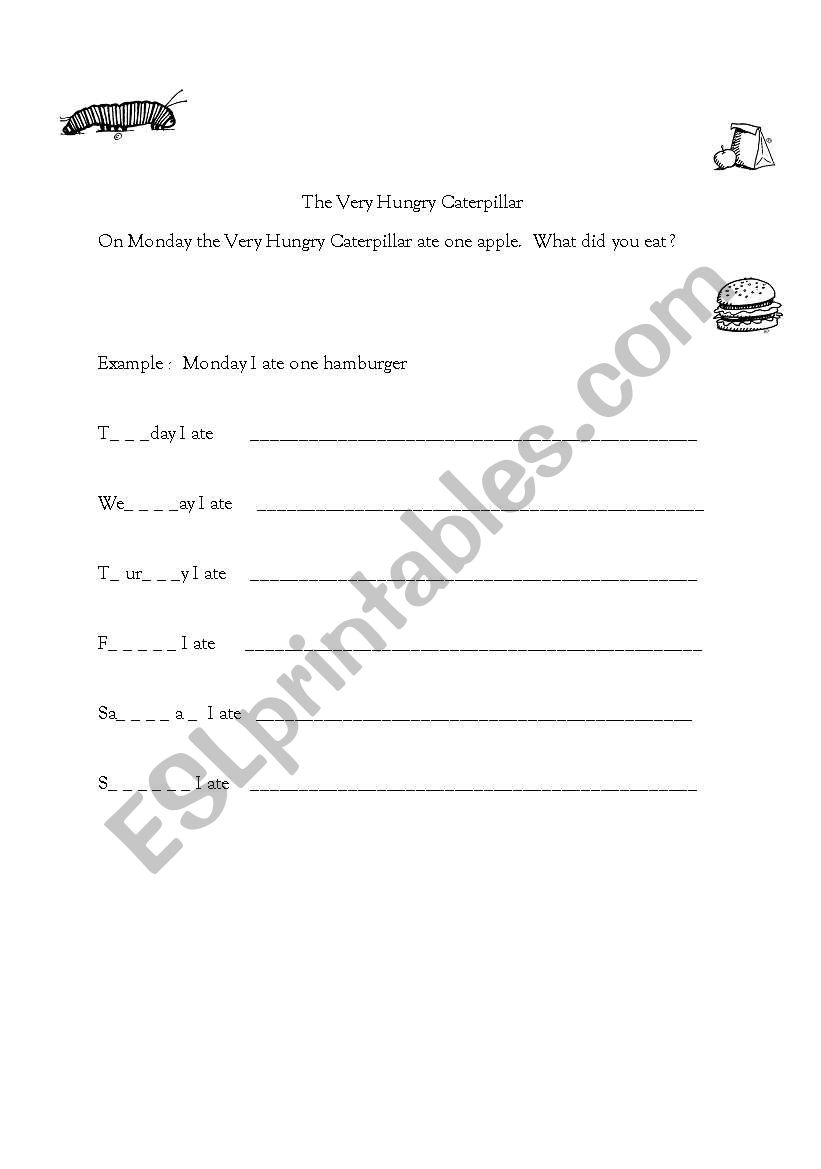 The Vry Hungry Caterpillar worksheet