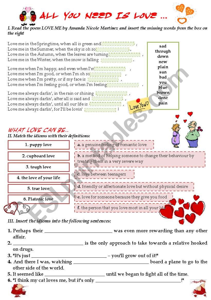 ALL YOU NEED IS LOVE worksheet