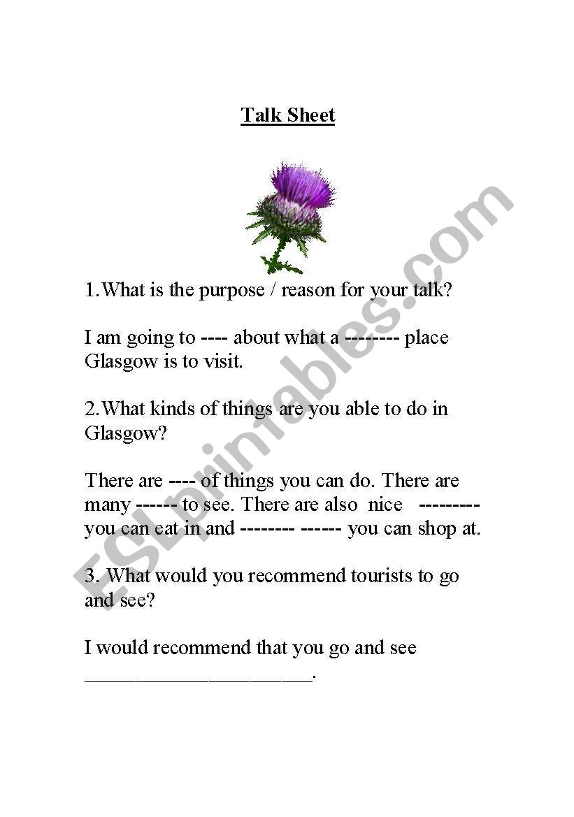 Talk Sheet worksheet