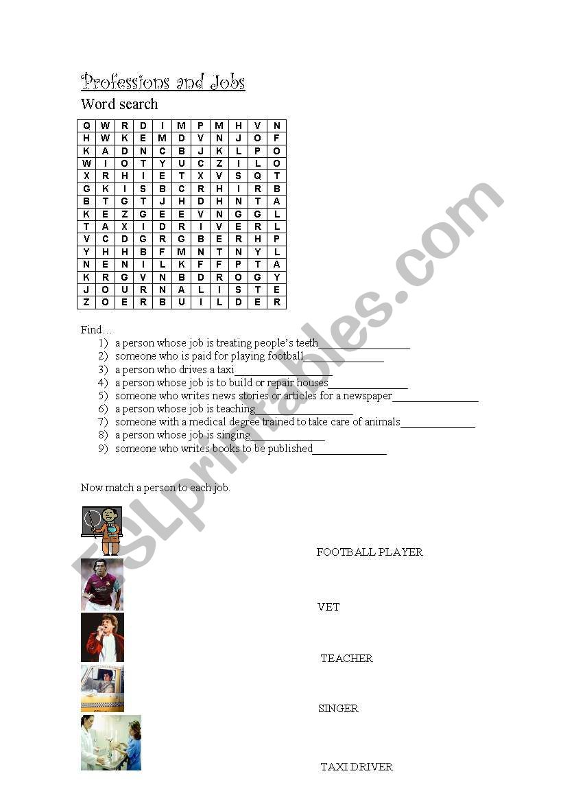 Jobs-Crossword worksheet