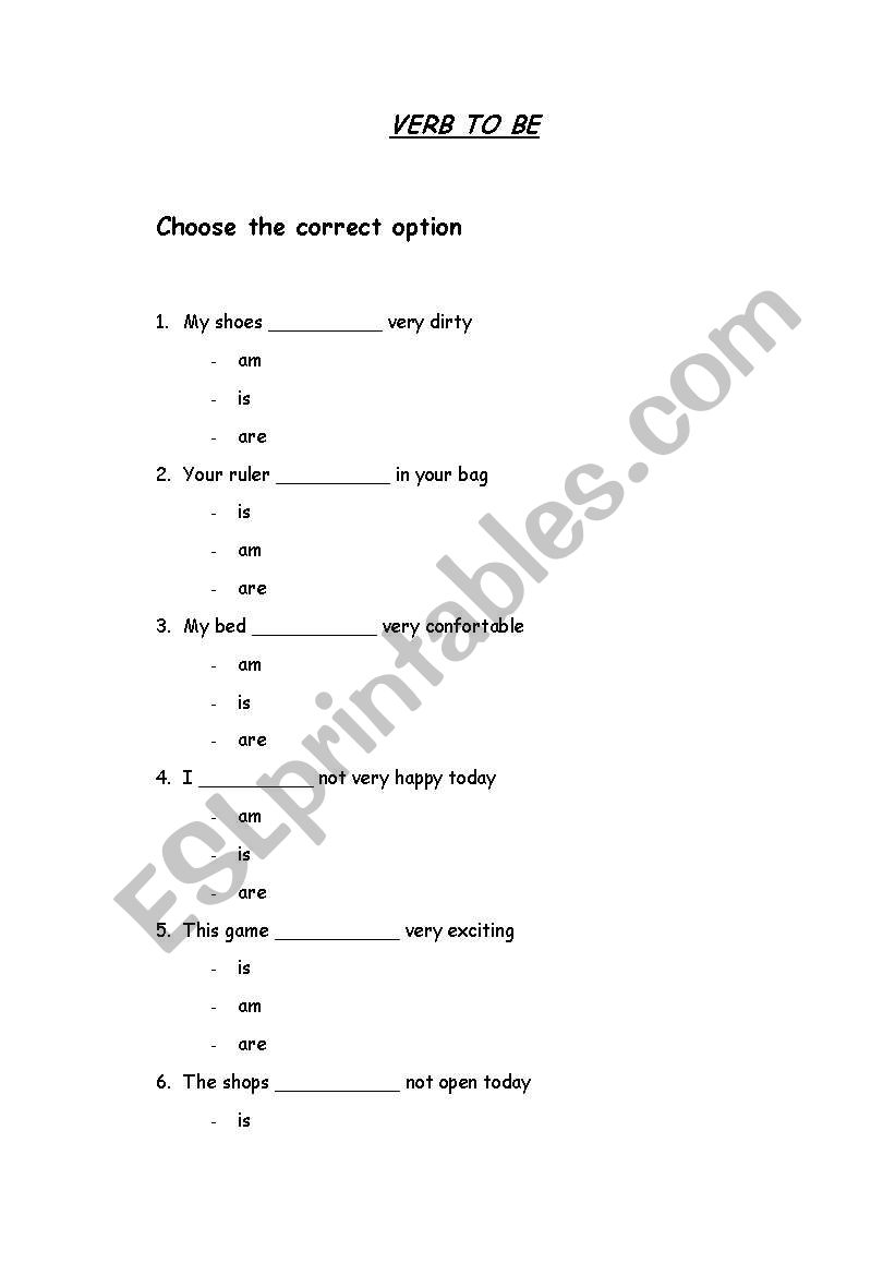 VERB TO BE (1) worksheet