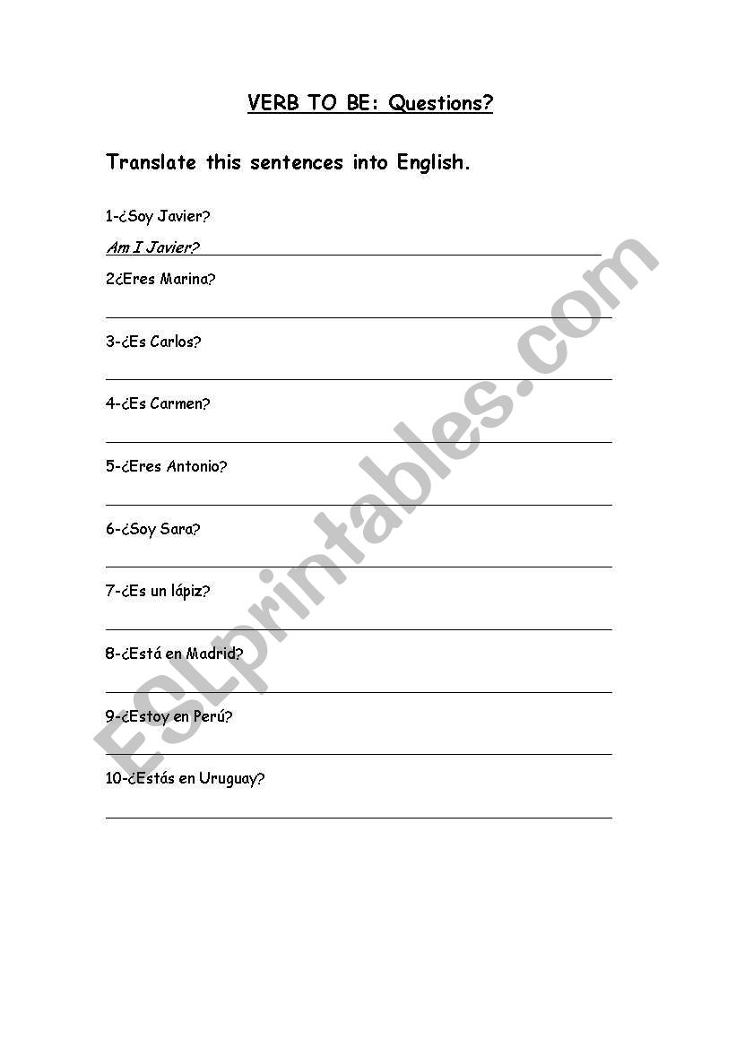 Verb to be (3) worksheet