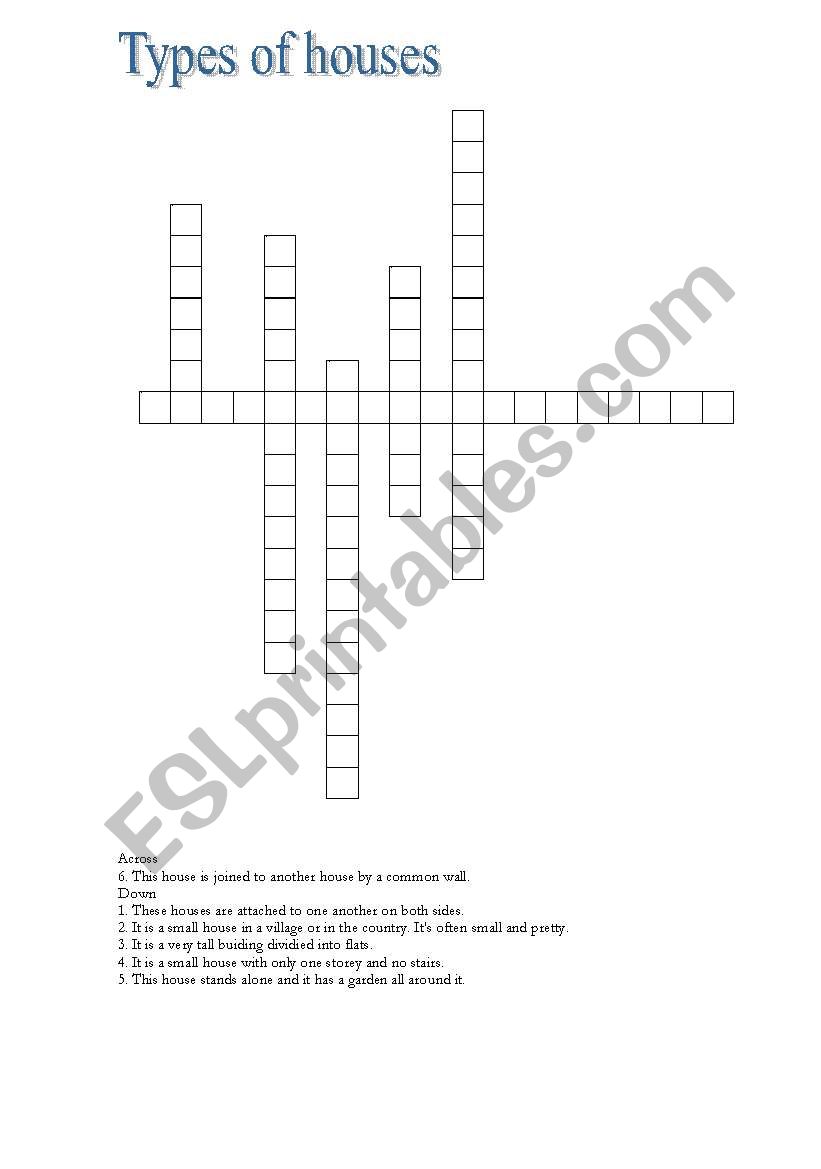 Types of Houses worksheet