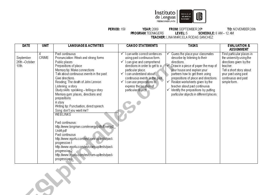 lesson plan for teenagers worksheet