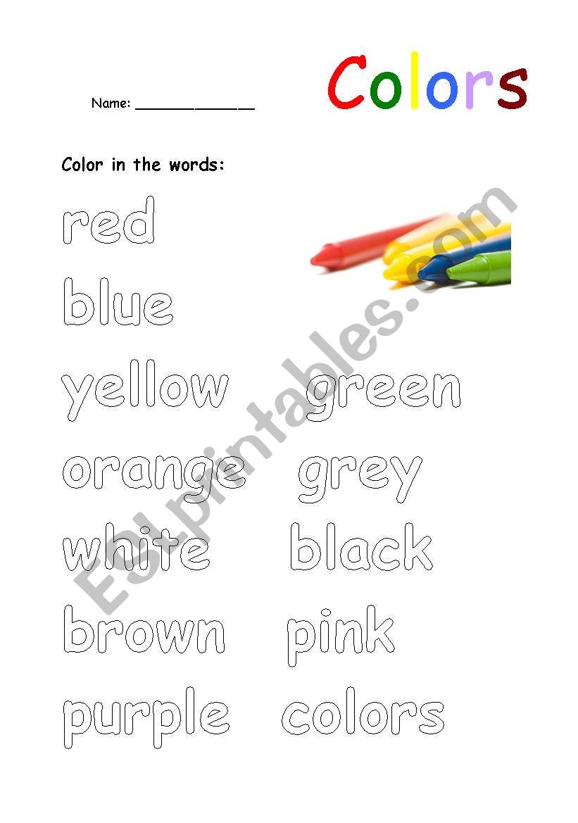 color in the color words worksheet