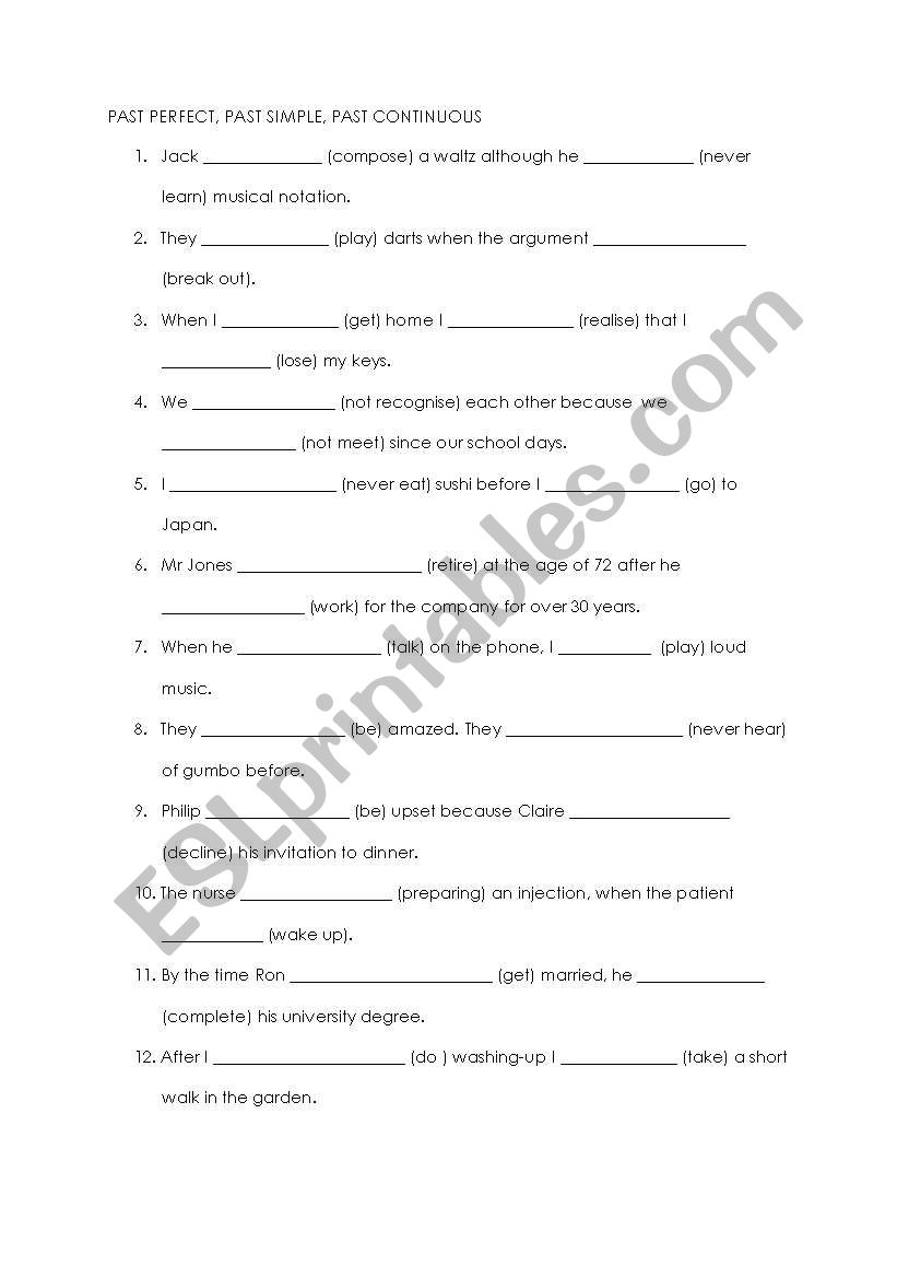 past tenses worksheet