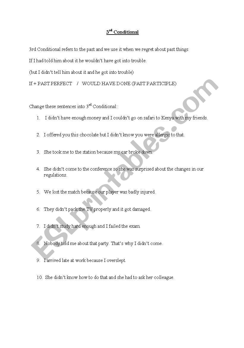 Third Conditional worksheet