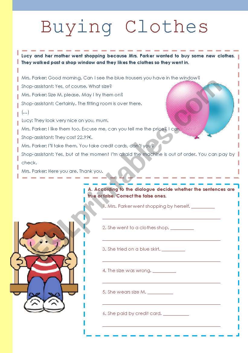 Reading Comprehension worksheet